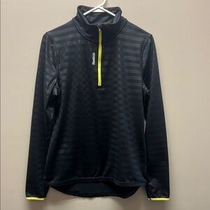Women’s Reebok Quarter Zip, Black and Bright Yellow, Size Large